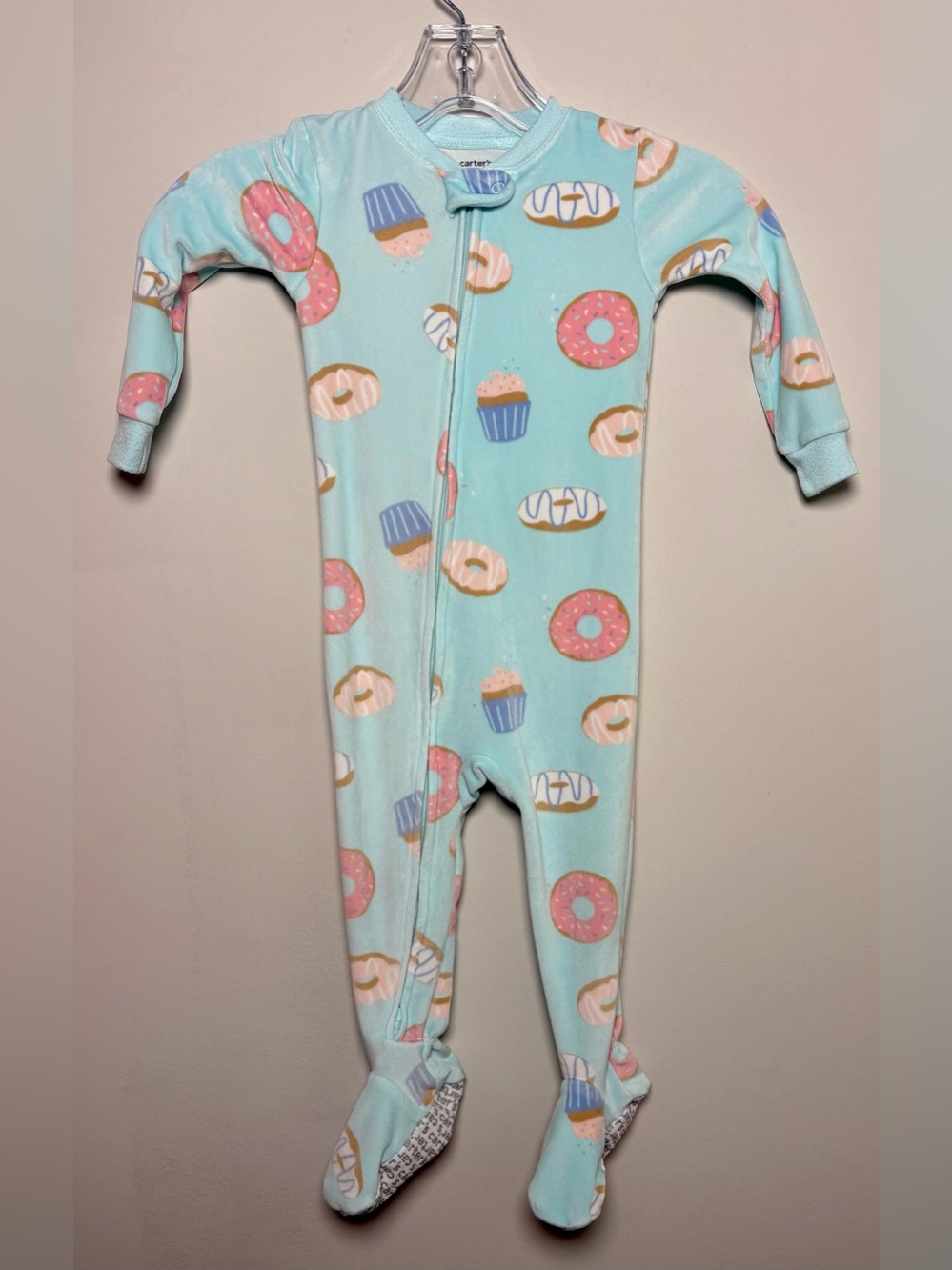Carter's Mint Footed One-Piece with Pink Donut & Blue Cupcake Print